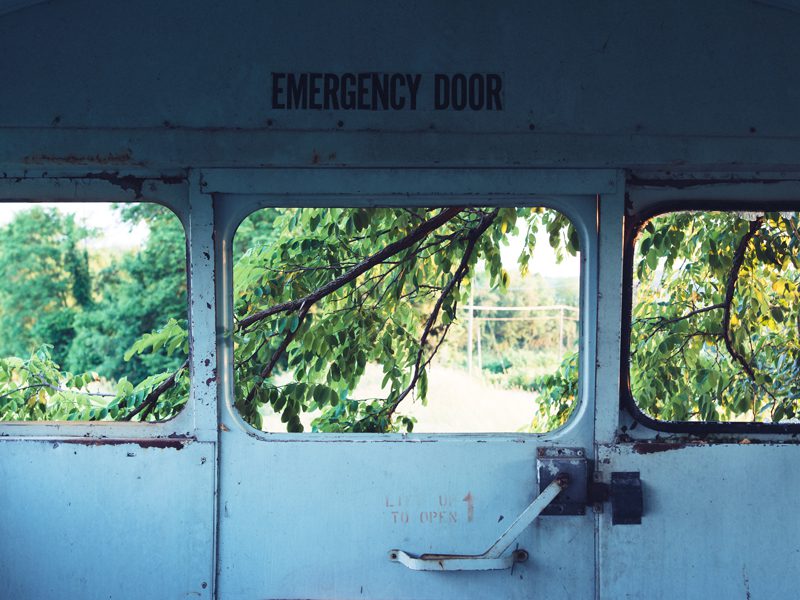 Emergency exit door on bus