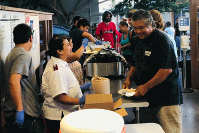 man being served meal