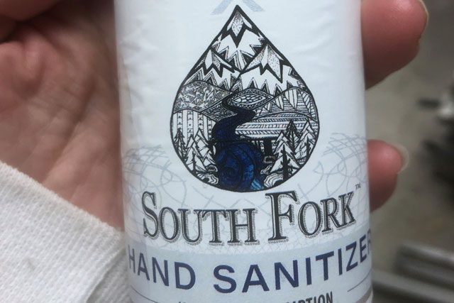 Bottle of South Fork Hand Sanitizer